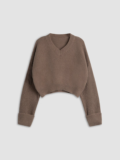 Pull femme col V dentelle élégante