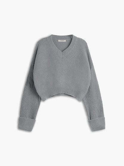 Pull femme col V dentelle élégante