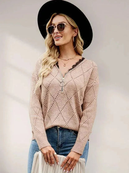 Haut élégant pour femme | Pull à fermeture éclair moderne