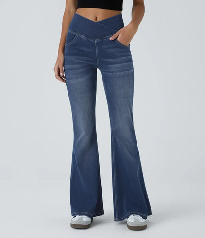 Jean évasé taille haute pour femme