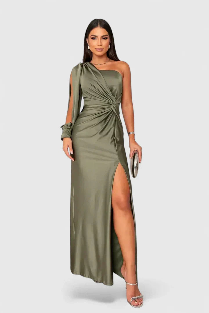 Robe de soirée élégante pour femme, asymétrique à une épaule