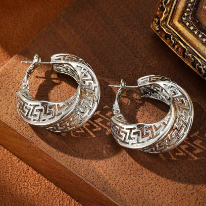 Créoles Éclatantes Géométriques Or Argent Bijoux