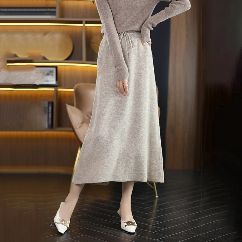 Jupe d'hiver femme laine coupe slim