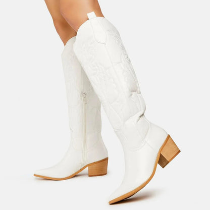 Bottes de cowboy hautes femme élégantes en cuir