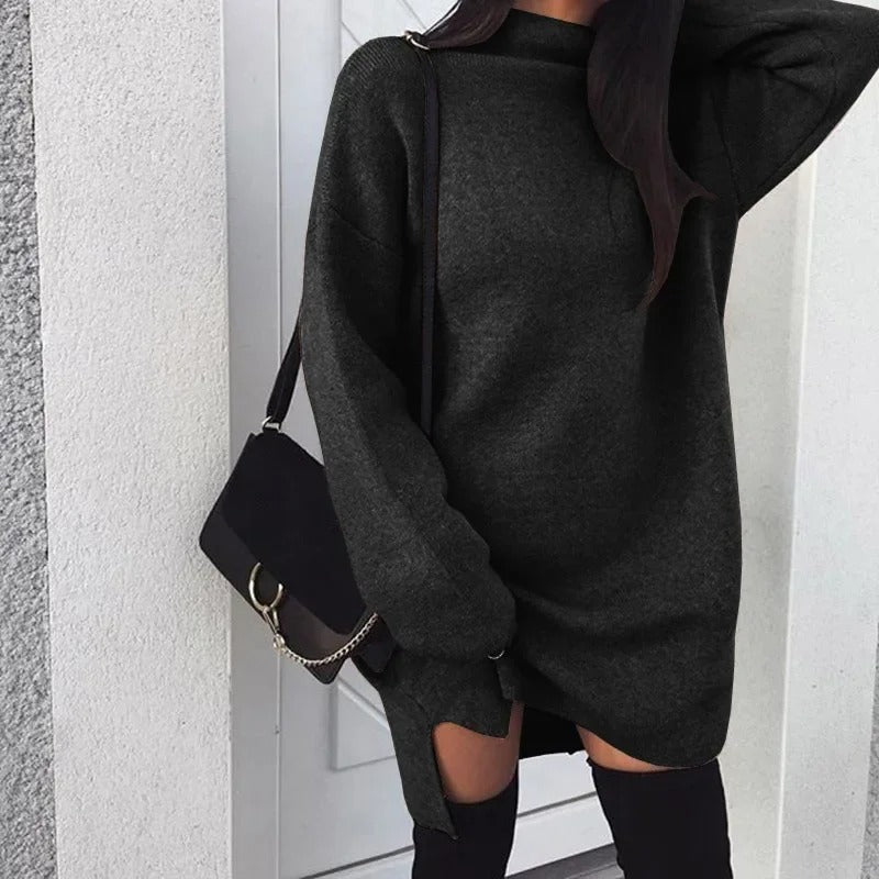 Robe pull oversize col roulé