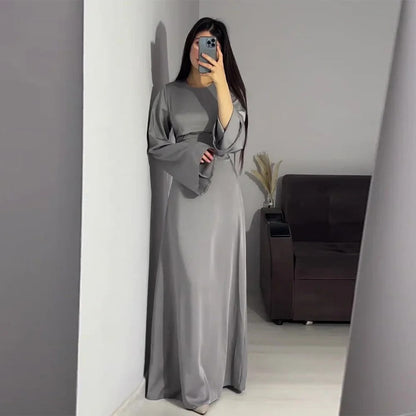Robe longue élégante pour femme, manches longues, cintrée
