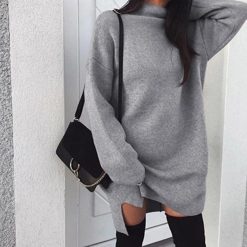 Robe pull oversize col roulé