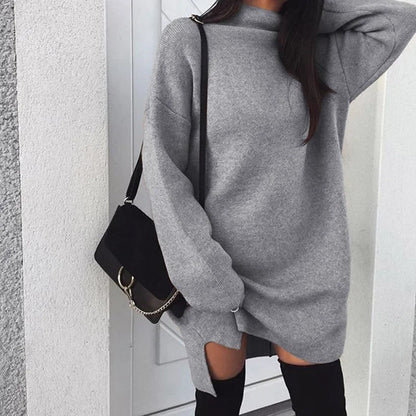 Robe pull oversize col roulé