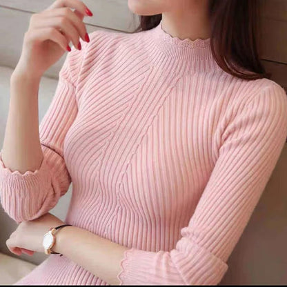 Pull pour femme automne chaud tricot côtelé