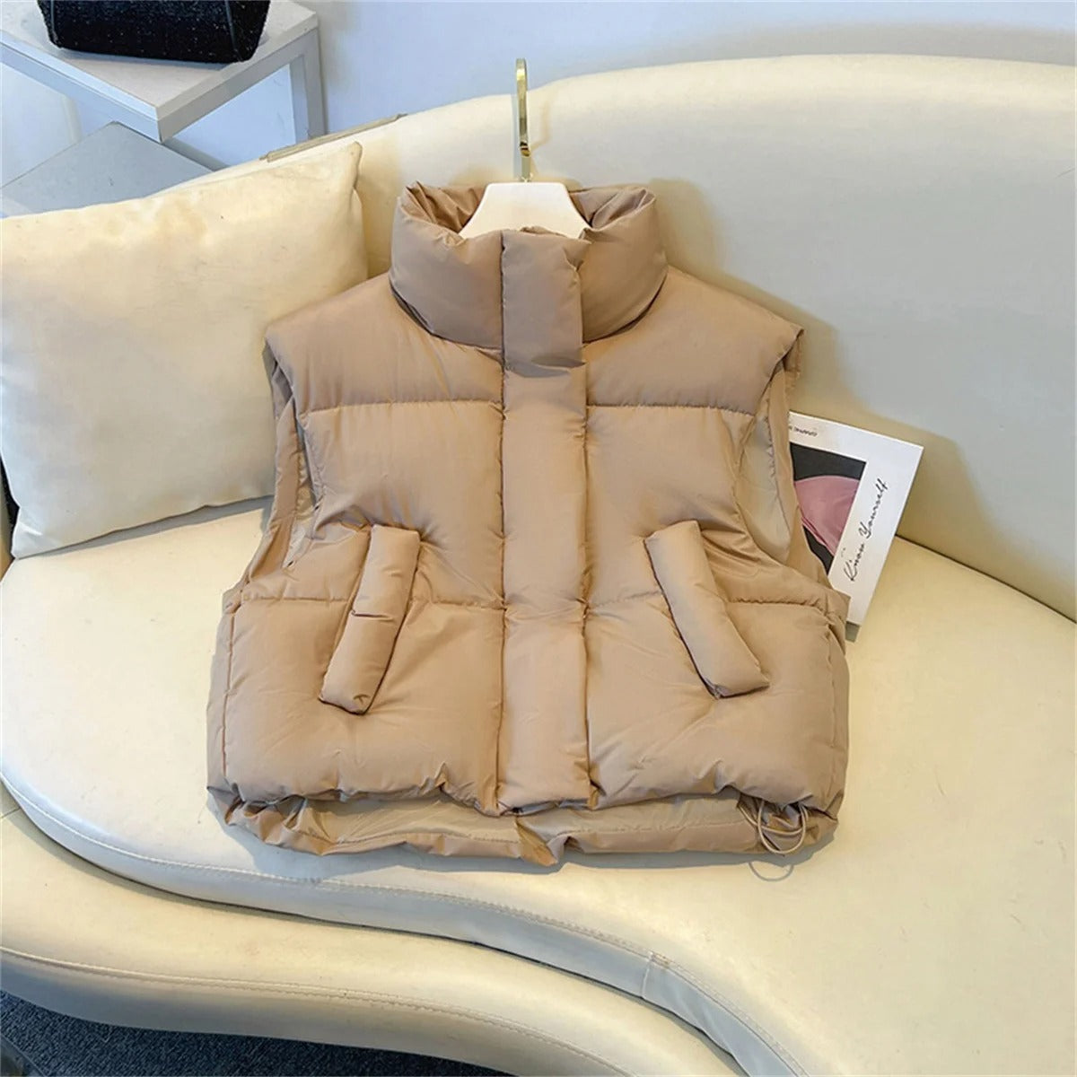 Damen Steppweste Warm Elegant Lang - IdealeKleiden