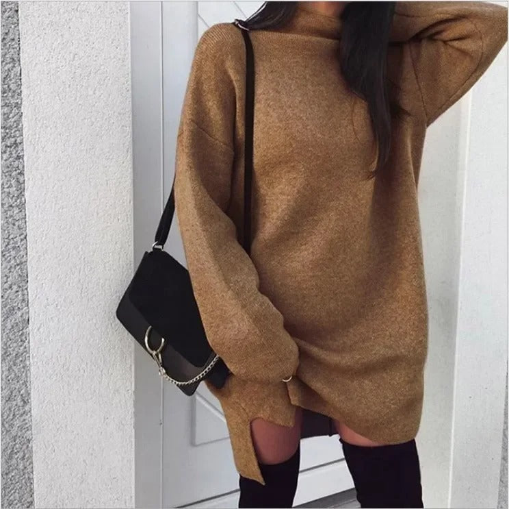 Robe pull oversize col roulé