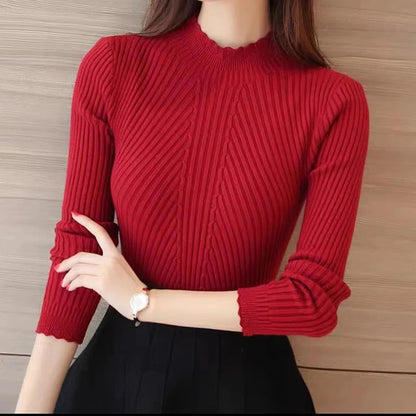 Pull pour femme automne chaud tricot côtelé