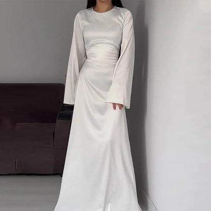 Robe longue élégante pour femme, manches longues, cintrée
