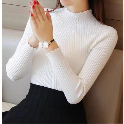 Pull pour femme automne chaud tricot côtelé