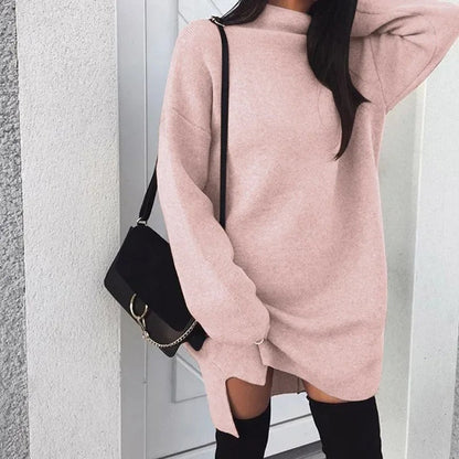 Übergrößes Strickkleid Rollkragen Modell - IdealeKleiden