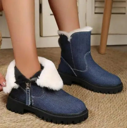 Bottes d'hiver pour femmes en coton chaud