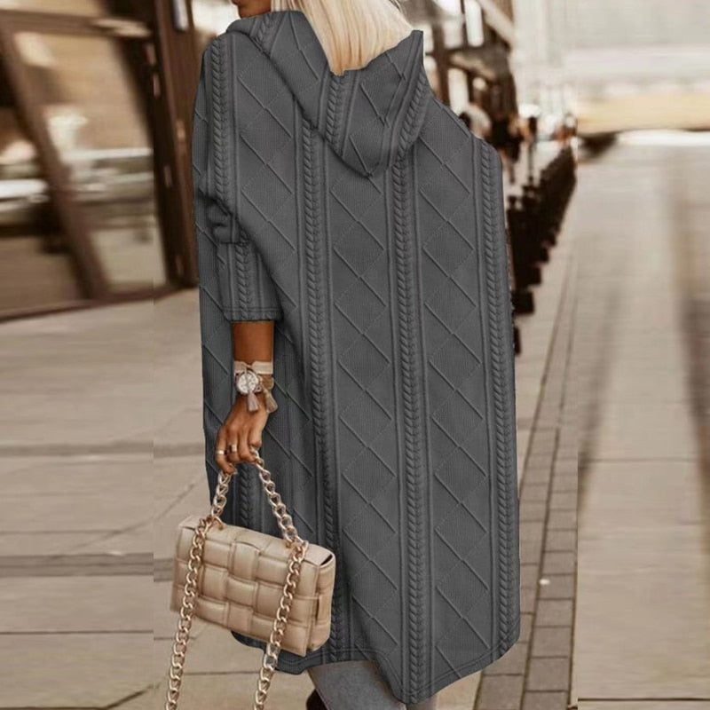 Gilet long femme à capuche, ample