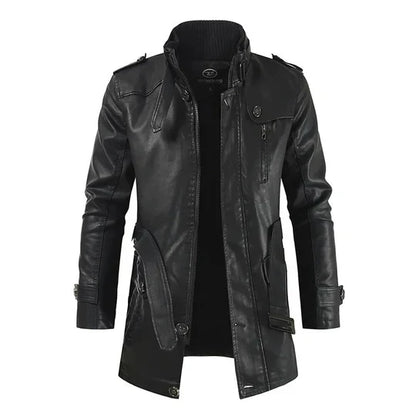Élégant manteau en cuir pour homme