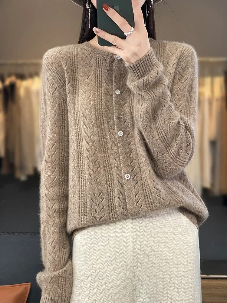 Cardigan en laine douce 100 % laine naturelle
