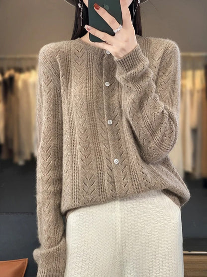 Cardigan en laine douce 100 % laine naturelle