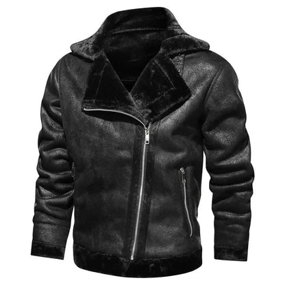 Blouson en cuir style bomber décontracté pour homme