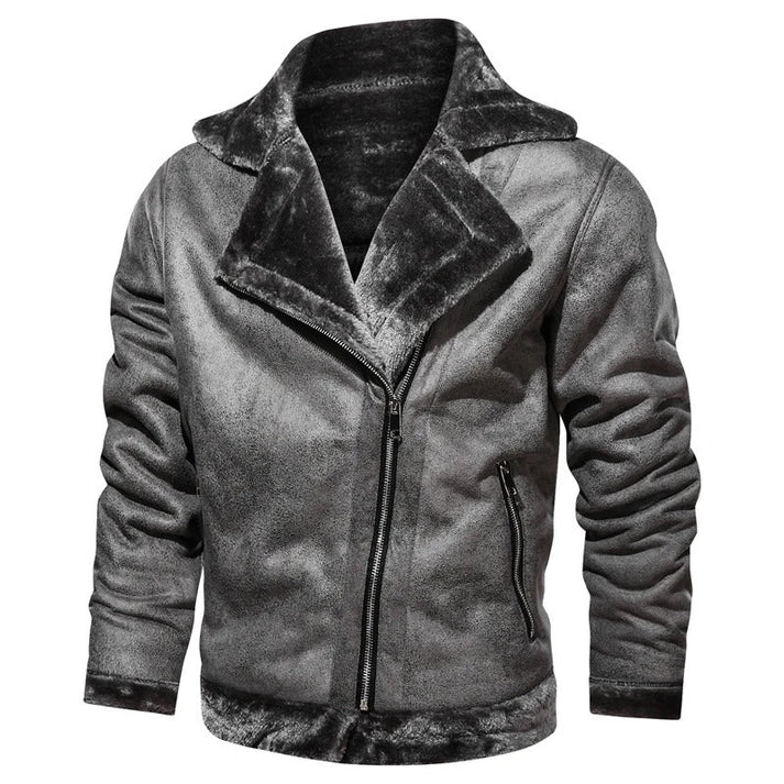 Blouson en cuir style bomber décontracté pour homme