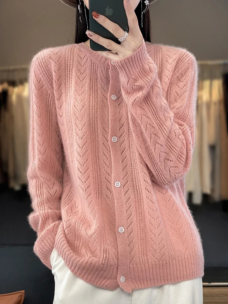 Cardigan en laine douce 100 % laine naturelle