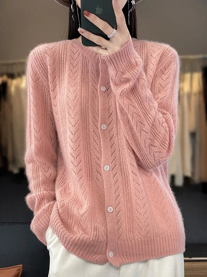Cardigan en laine douce 100 % laine naturelle