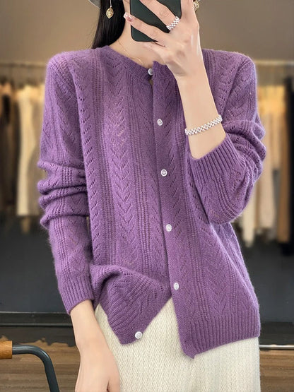 Cardigan en laine douce 100 % laine naturelle