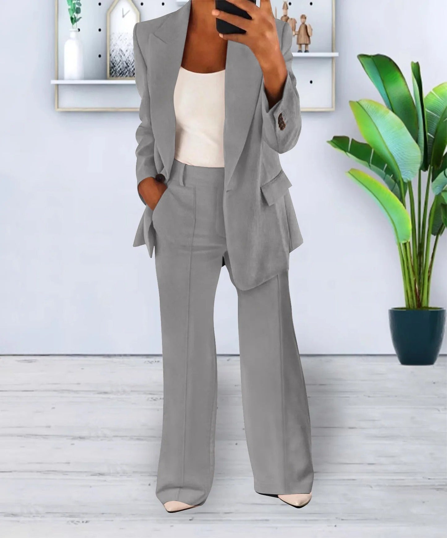 Ensemble élégant blazer et pantalon 2 pièces pour femme Style moderne