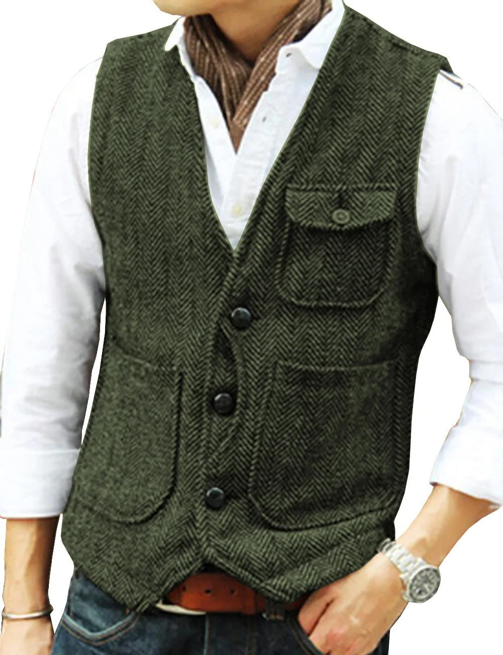 Gilet homme Tweed Élégant Sans manches