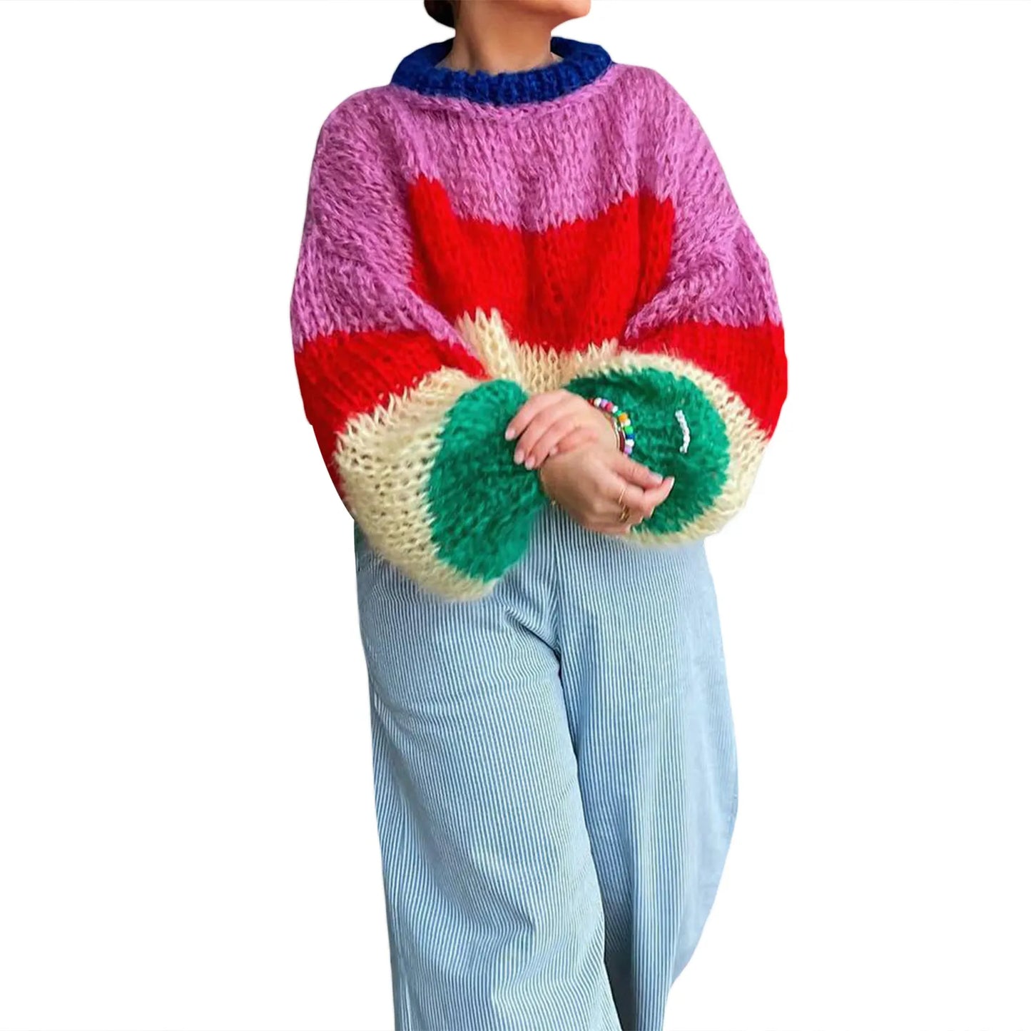 Pull oversize femme à rayures Coupe généreuse