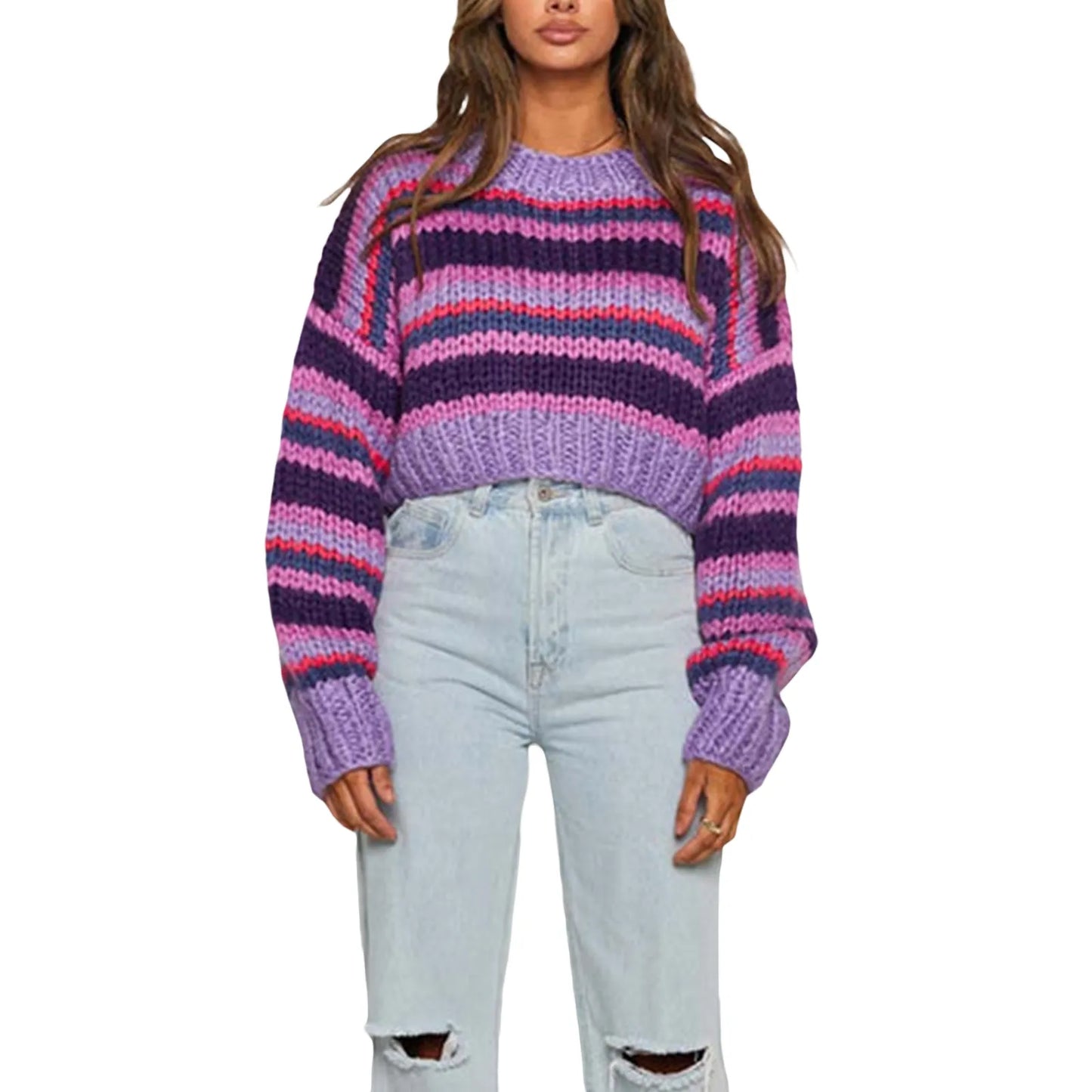 Pull oversize femme à rayures Coupe généreuse