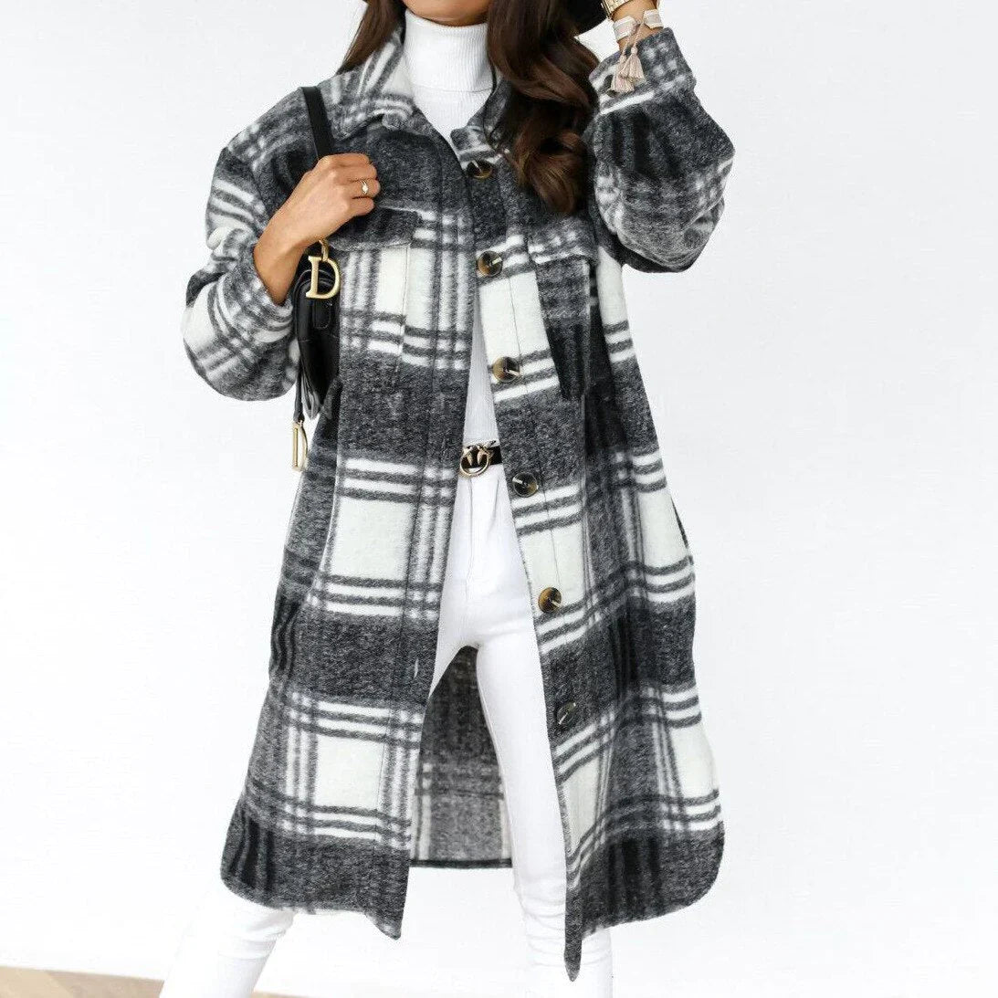 Blazer à carreaux tendance pour femme