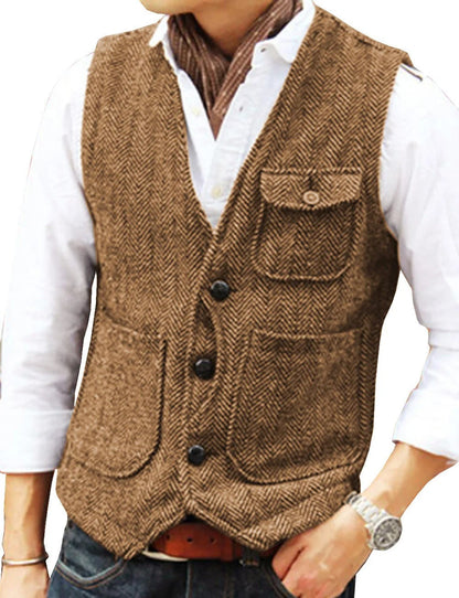 Gilet homme Tweed Élégant Sans manches