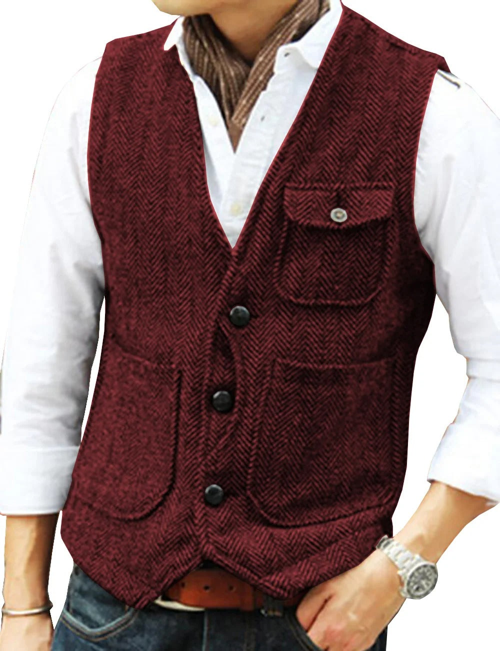 Gilet homme Tweed Élégant Sans manches