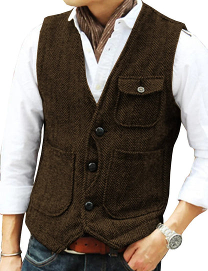 Gilet homme Tweed Élégant Sans manches