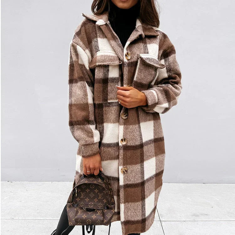 Blazer à carreaux tendance pour femme