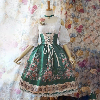 Dirndl traditionnel motif floral Oktoberfest
