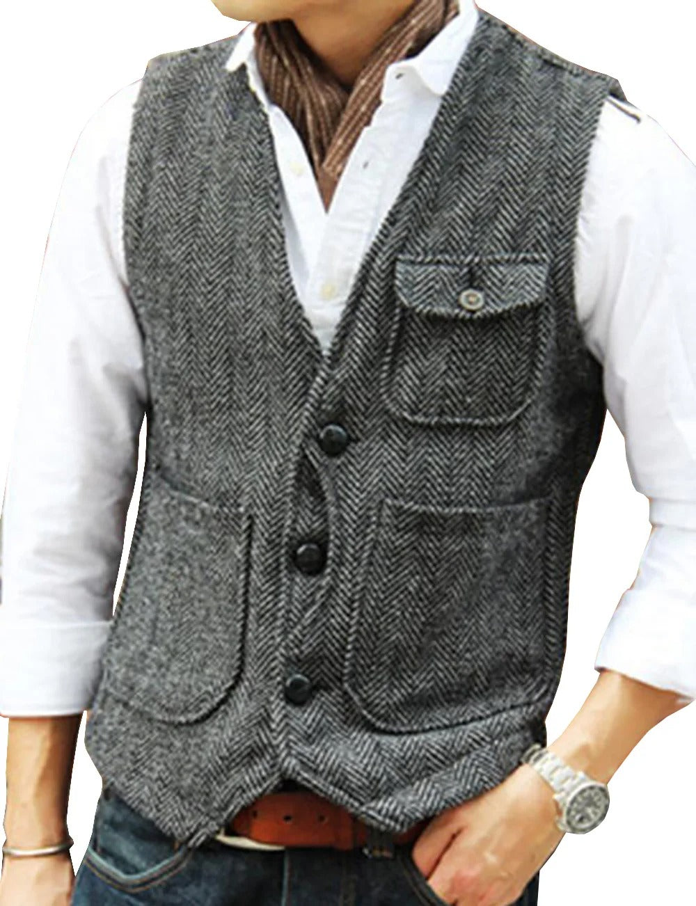 Gilet homme Tweed Élégant Sans manches