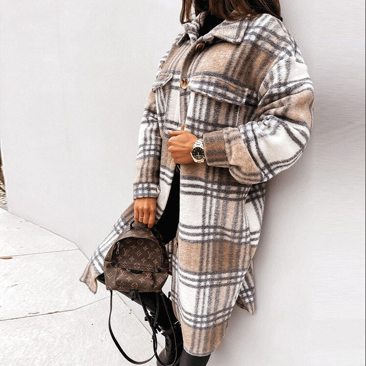 Blazer à carreaux tendance pour femme
