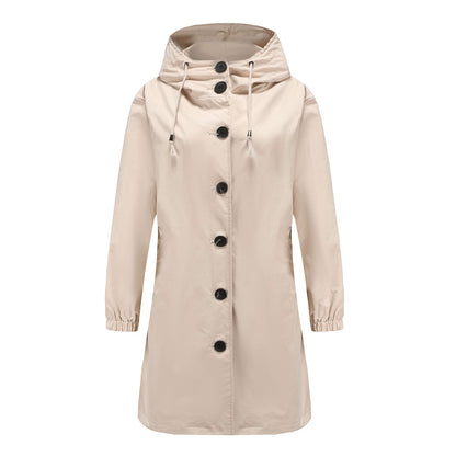 Manteau femme capuche tendance coupe trapèze