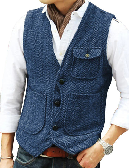 Gilet homme Tweed Élégant Sans manches