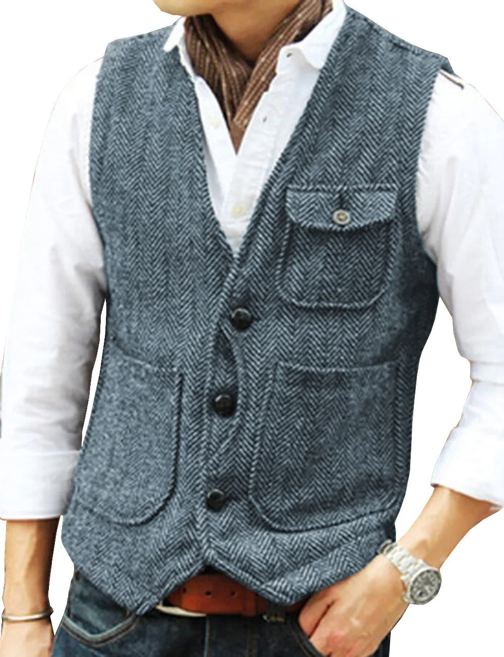 Gilet homme Tweed Élégant Sans manches