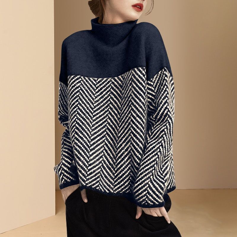Pull rayé stylé à manches longues