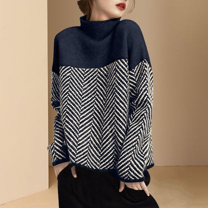 Pull rayé stylé à manches longues