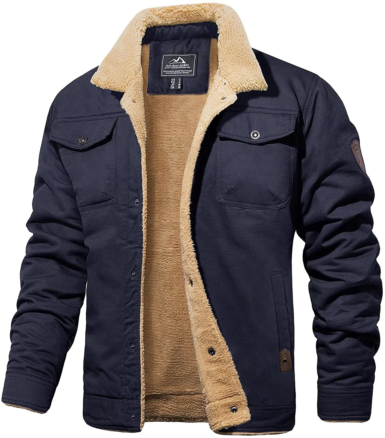 Veste d'hiver chaude Doublure Sherpa Imperméable Robuste