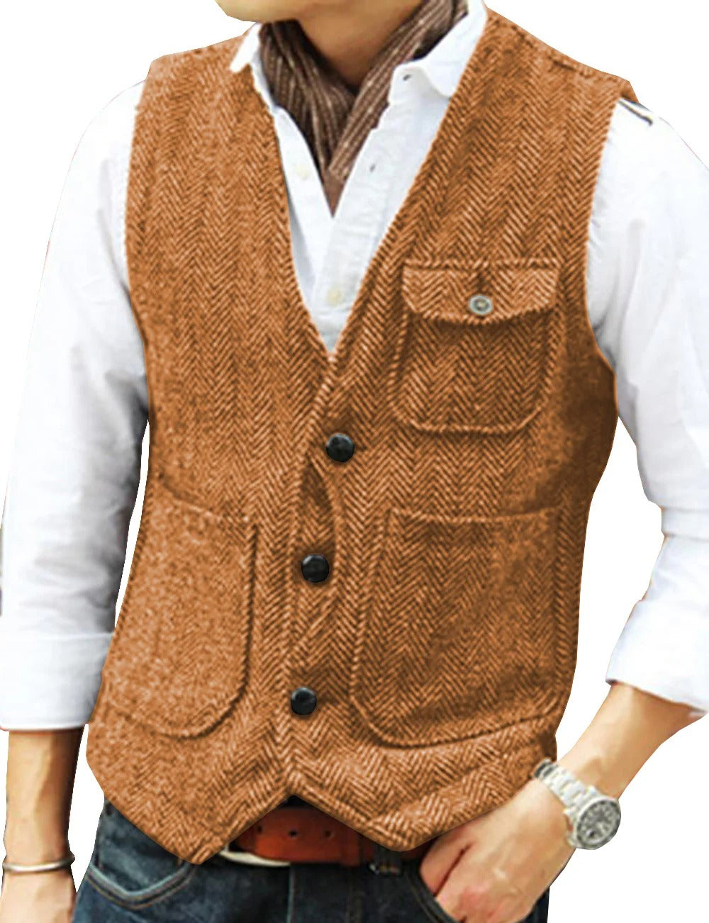 Gilet homme Tweed Élégant Sans manches