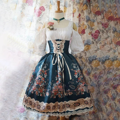 Traditionelles Dirndl Blumenmuster Oktoberfest - IdealeKleiden