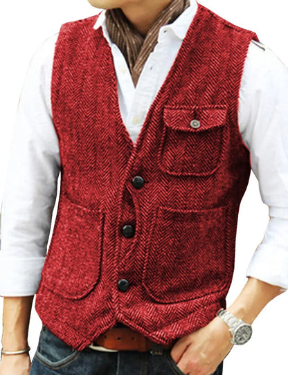 Gilet homme Tweed Élégant Sans manches